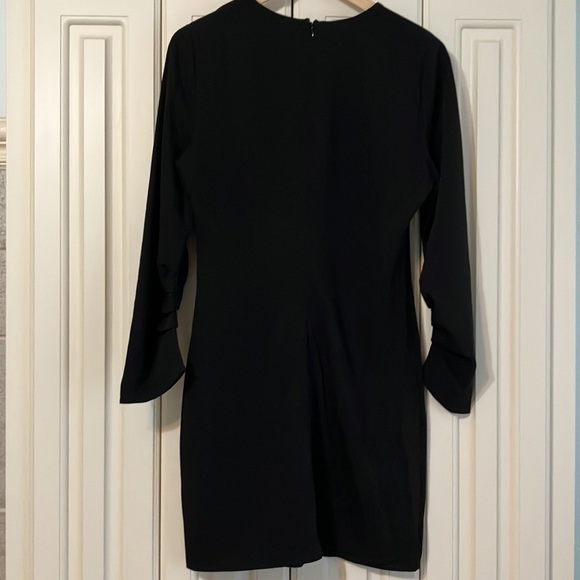 She & Sky Black Long-Sleeved Crew Neck Zip Up MIDI Dress Size M RN#141642 - Picture 3 of 7